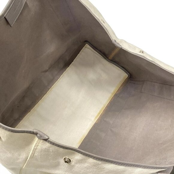 Auth BALENCIAGA Navy Cabas M 339936 White Gray Canvas Leather - Tote Bag - Picture 15 of 16